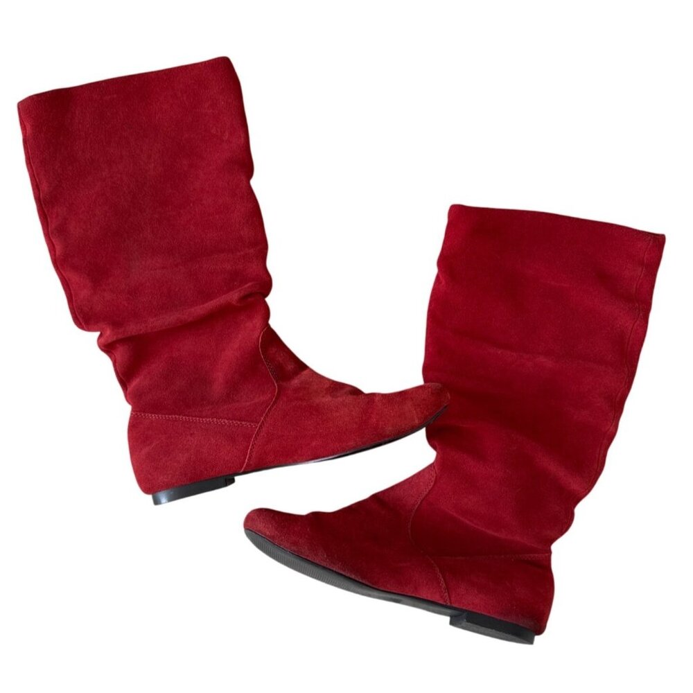 INC International Concepts Red Suede Knee-High Boots size 8